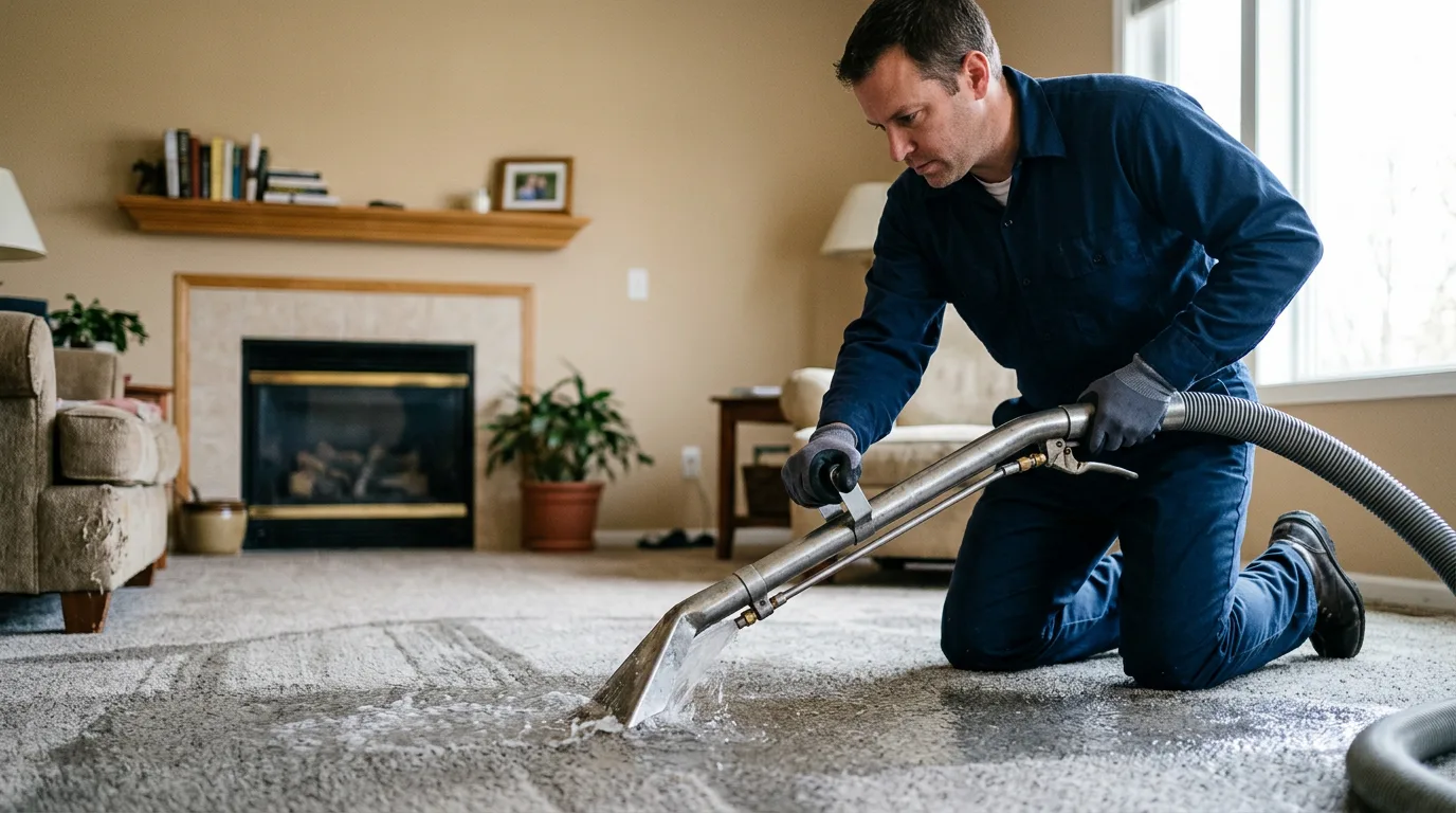 Water damage restoration technician working near Almond, NY